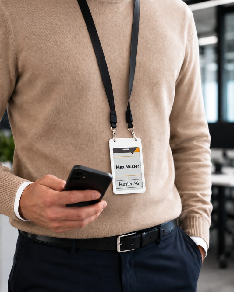 Getragenes E-Paper-Badge